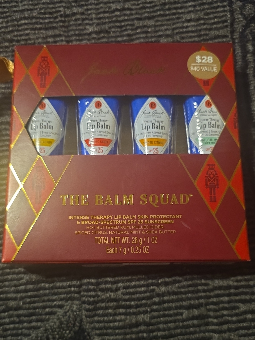 The Balm Squad Lip Balm Set - Red Box with Blue & White Tubes